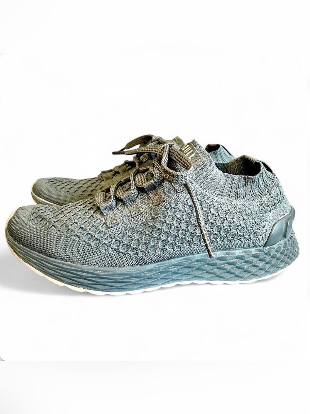 NOBULL Gray Green Slate Knit Trainer Running Shoes Women’s 9.5 Gym Active EUC